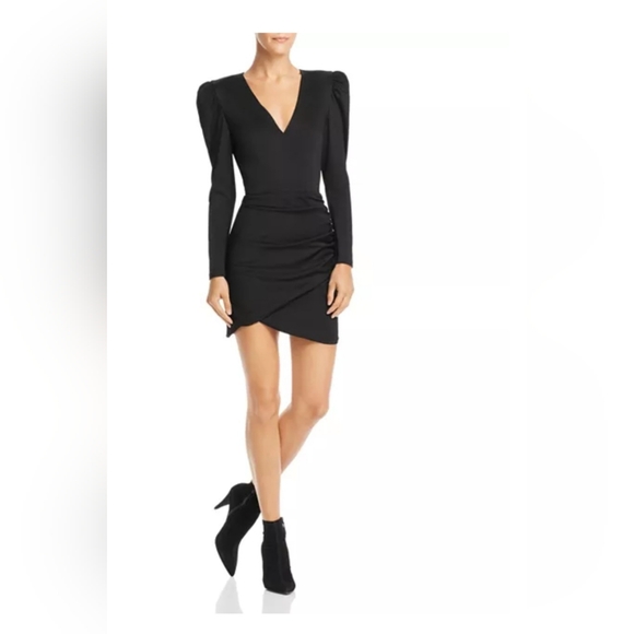 Alice + Olivia Judy Ruched Puff-Sleeve Dress Size 4 - Picture 5 of 8